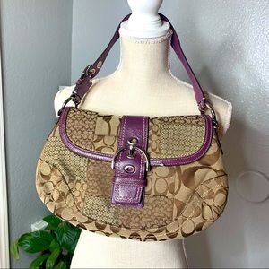 COACH purple patchwork shoulder bag